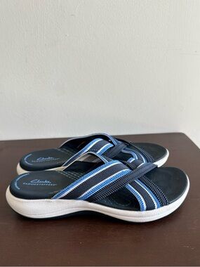 Clarks Cloudsteppers Sport Slide Sandals Mira Isle Dark Navy Size 7.5